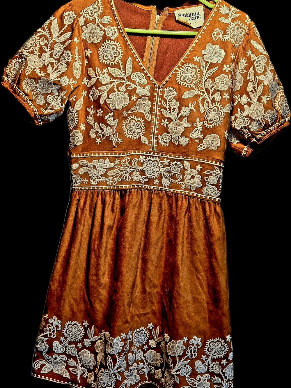 Savanna Jane Orange Short Sleeve Embroidered Tunic